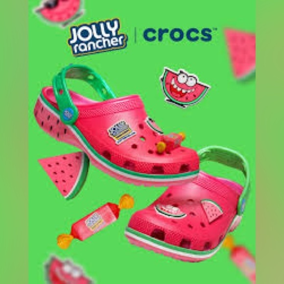 CROCS X Jolly Rancher | Watermelon Classic Clogs In Pink And Green Limited NEW - Picture 8 of 9